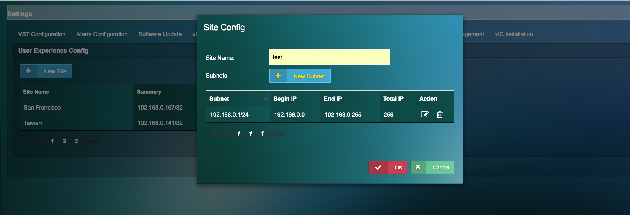 Site Config screenshot